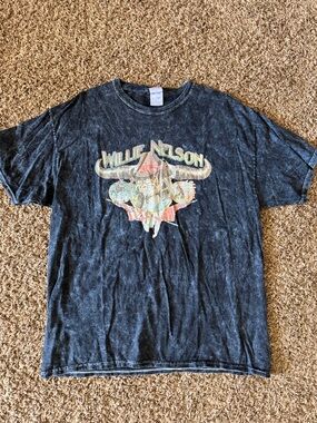 Willie Nelson Short Sleeve Graphic Tee - Black Mineral Wash